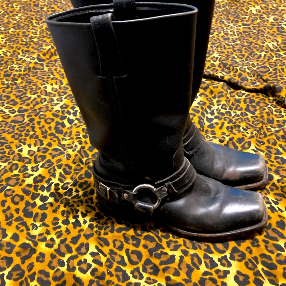 Frye black genuine leather tall boots